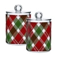 thumbnail image 2 of Christmas Green Red Plaids Knitted Texture Translucent Plastic Cans Storage Canisters with Lid Set of 4, 2 of 7