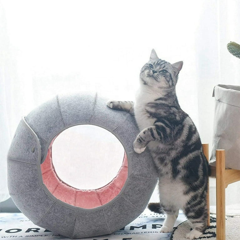 Naiyafly Cute Shell Cat Bed House Indoor for Cats Multi Function Cat Tent Scratch Resistant Cat Tunnel Tube Foldable Cat Toy Cave Condos Size 41 Bronze