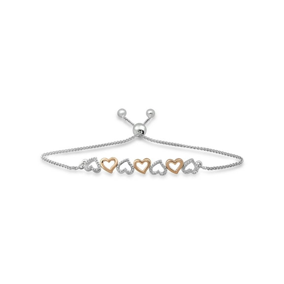 Brilliance Fine Jewelry Heart Bracelet 0.01 ct. t.w. Diamond in Sterling Silver, 7.5"