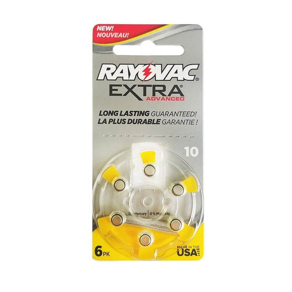 Rayovac Extra Advanced, size 10 Hearing Aid Battery Pack of 60 + Caddy