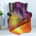 thumbnail image 4 of Egypt Soft Flannel Fleece Throw Blanket, Secret Proportion of the Universe Sign with Triangles and Lines Scenery Print, Cozy Plush for Indoor and Outdoor Use, 50" x 70", Purple Orange, by Ambesonne, 4 of 5