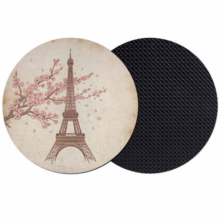 Pink Floral Coasters Set of 2 Absorbent Coasters for Drinks Vintage Towers Retro Art Coaster for Desk Coffee Table Protection Home Decor House Warming Gifts 4