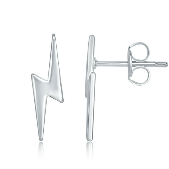 Sterling Silver Small Lightning Bolt Stud Earrings