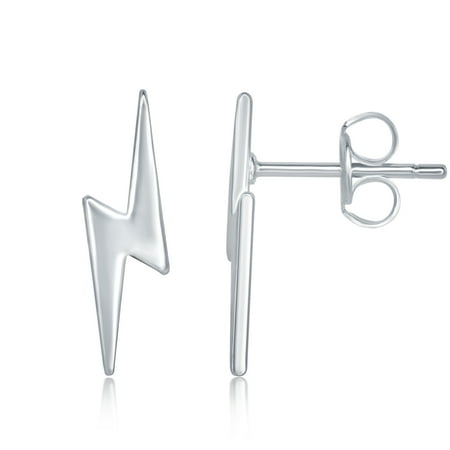 Sterling Silver Lighting Bolt - Sterling Silver Small Lightning Bolt Stud Earrings