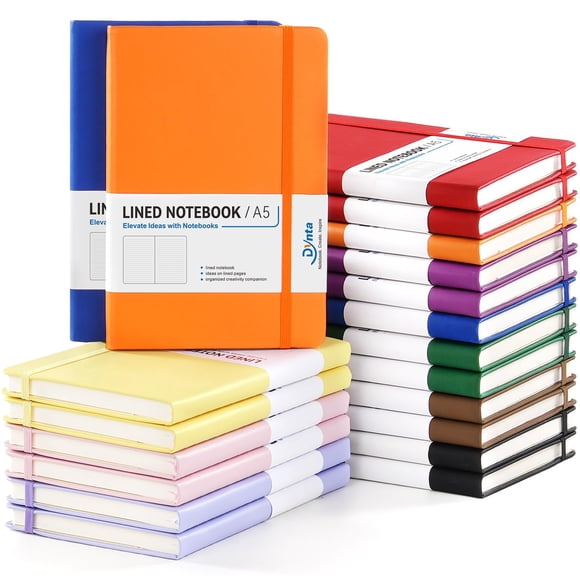 Cuaderno Dynta A5, paquete de 20, tapa dura tipo cuero, 200 páginas