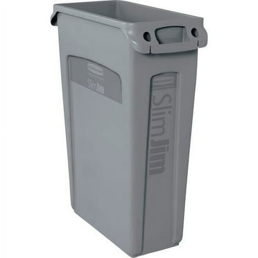 Rubbermaid Commercial Slim Jim Vented Container 23 gal Capacity - Rectangular - Durable, Handle - 30" Height x 11" Width x 22" Depth - Gray
