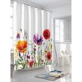 thumbnail image 3 of Pastoral Flowers Shower Curtain, Colorful Plants Floral Leaves Watercolor Waterproof Shower Curtain Set with 12 Hooks Lightweight Washable Fabric Shower Curtains for Bathroom 36x72 Inches, 3 of 6