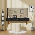thumbnail image 4 of 47" Floating Shelf with Drawer, Wall-Mounted Vanity Table and Mounted Desk, Multi-Purpose Black Glass Floating Table for Bedroom Bathroom, Black and Gold, 4 of 6