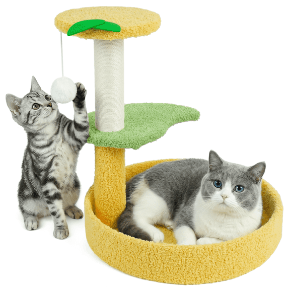 IDOMIK Cat Tree Tower with Scratching Post and Hanging Toy, Scratching Posts Tower for Indoor Kittens Under 11lbs, 15.74” x 17.71”