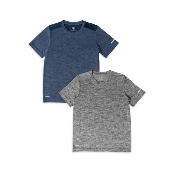 Athletic Works Boys' Active Solid Short Sleeve T-shirt, 2PK Bundle, Sizes 4-18 & Husky