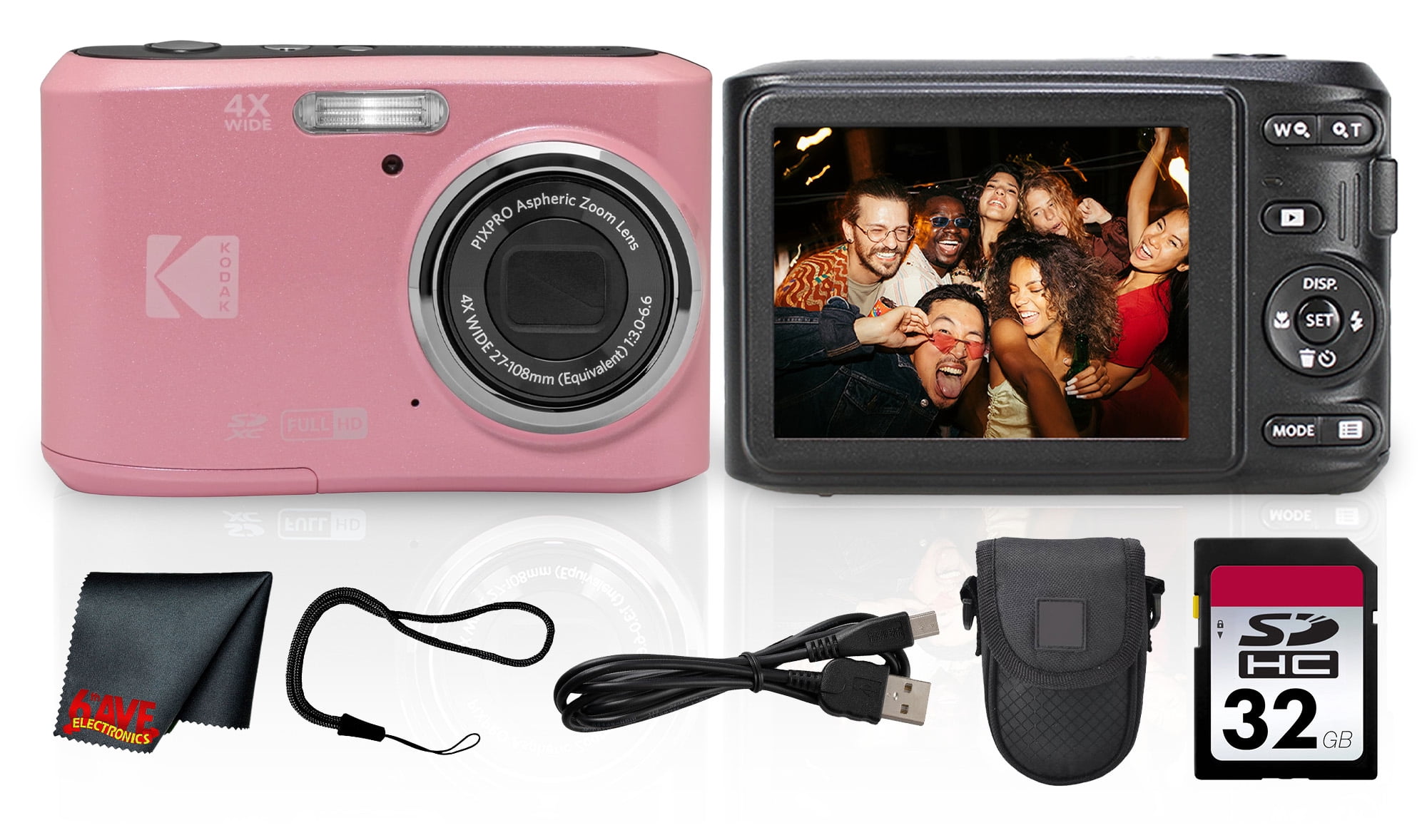 Kodak Pixpro FZ45 Point Shoot Camera Bundle, Black + 1 Yr Warranty