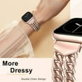 thumbnail image 3 of Dwitch Double Chain Bracelet Compatible with Apple Watch Band 38/40/41/42/44/45/46/49mm Women Men, Dressy Metal Link Strap for iWatch Ultra SE Series 10 9 8 7 6 5 4 3 2 1,Rosegold, 3 of 6
