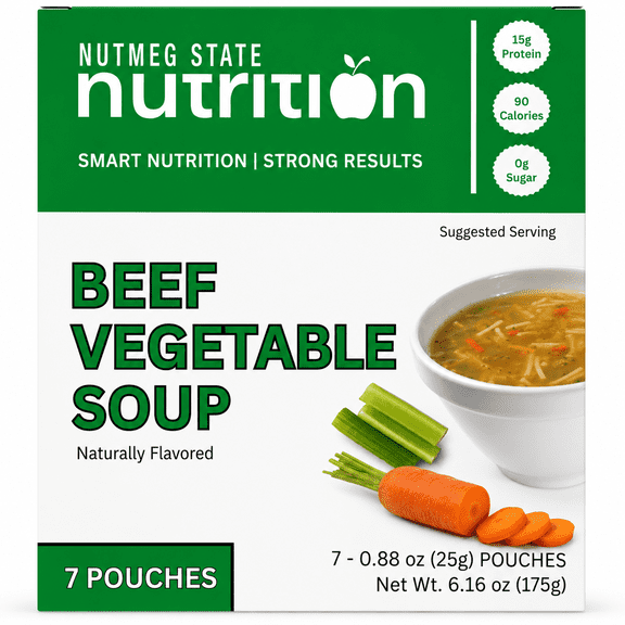 Nutmeg State Nutrition High Protein Instant Soup Mix, Keto Friendly, Beef Vegetable