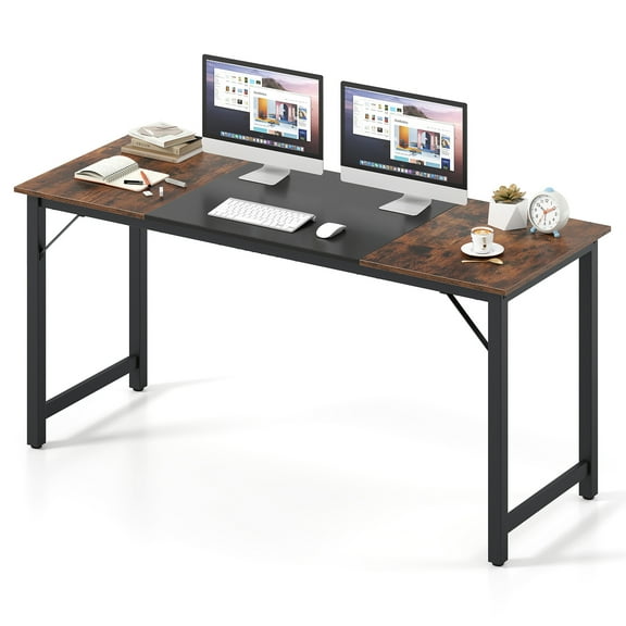 Giantex 63” Computer Desk, Modern Home Office Desk, Sturdy Metal Frame Writing Desk, Simple Laptop Desk for Office, Dining Room, Simple Installation