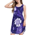 thumbnail image 2 of Women's Casual Sleeveless All Over Print Dress Loose A Line Flowy Dresses with Pockets Purple White Flower Mix S, 2 of 8
