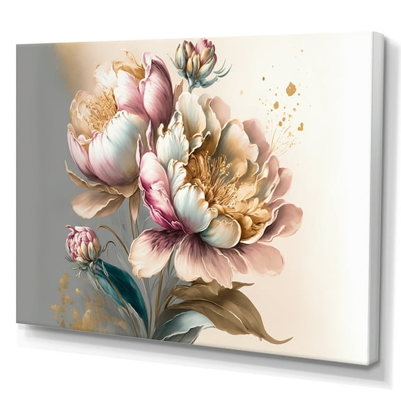 Designart Pink And Gold Peruvian Lily I Canvas Wall Art