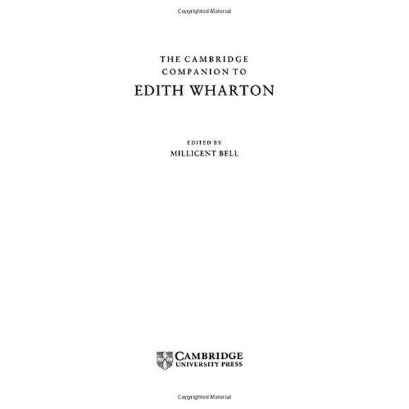 The Cambridge Companion to Edith Wharton (Cambridge Companions to Literature) [Hardcover] Bell, Millicent