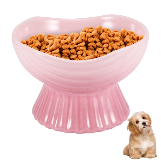 Comedero Para Mascotas De Cerámica Con Muescas Pintado A Mano De Gran Capacidad Comedero Para Mascotas Con Diseño De Pie Alto Comedero Con Muescas Para Mascotas Tazón Elevado De Cerámica Para Yuarrent PT000841-00