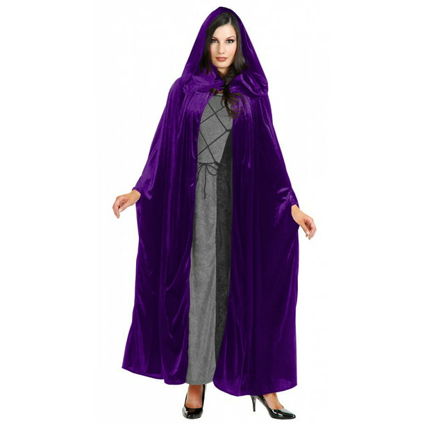 Panne Velvet Hooded Cloak Adult Costume Accessory Purple - One Size ...