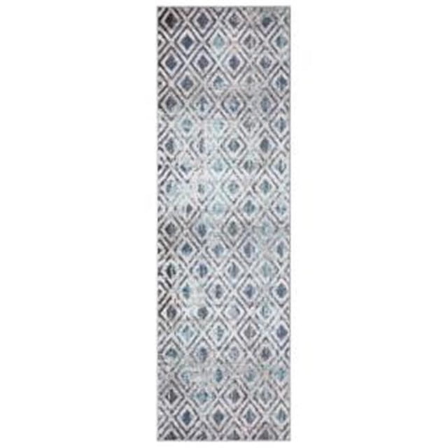Concord Global Trading 72442 2 x 7 ft. Vintage Diamonds Geometric Runner Rug, Blue