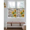 thumbnail image 2 of Sunflower 2 Panel Kitchen Curtains for Small Windows, Yellow Flowers Summer Botanical Wooden Bathroom Tier Curtain, Short Window Treatment for Bedroom/Living Room 55"x24", 2 of 6