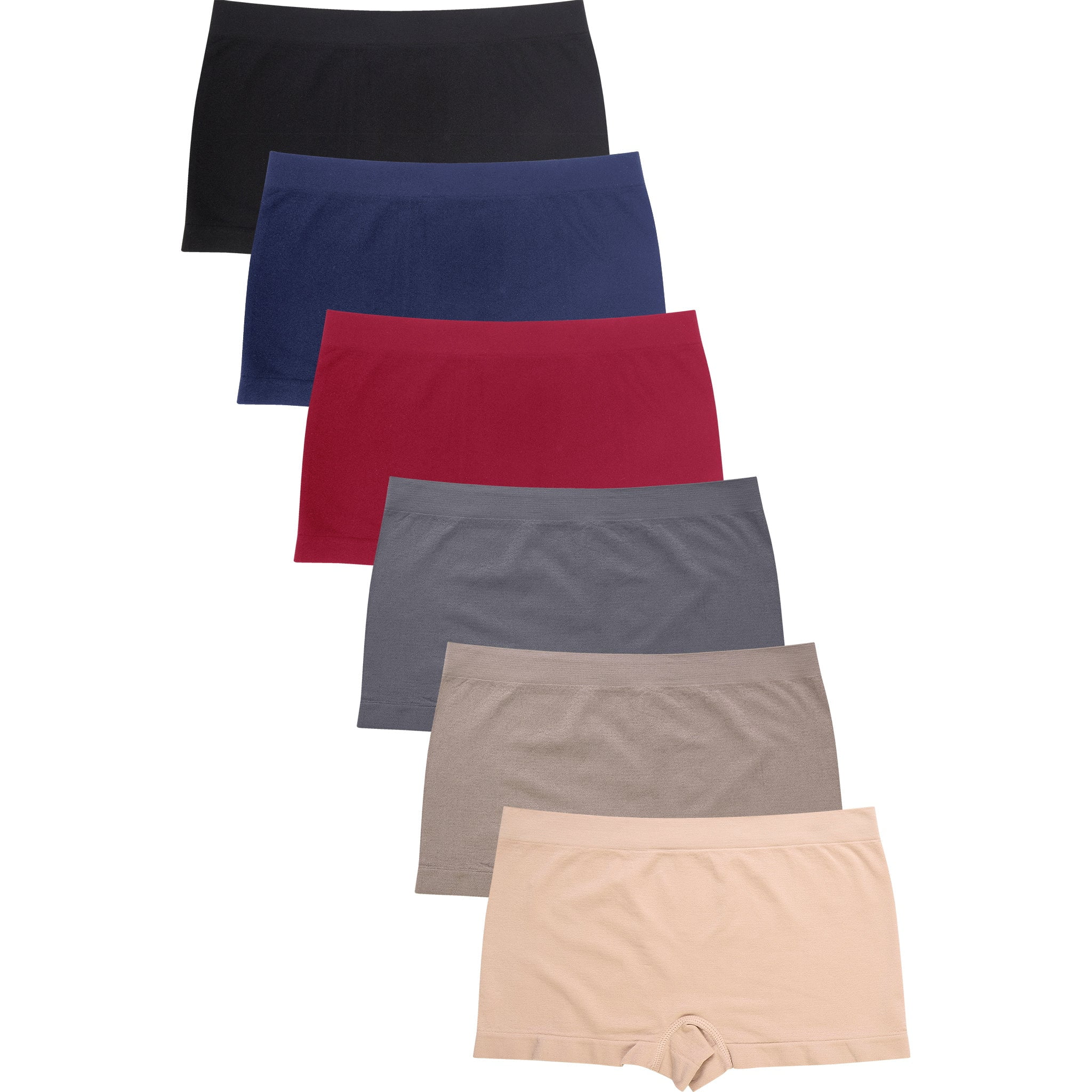 247 Frenzy Women's Essentials PACK OF 6 Seamless Nylon Stretch Boyshort ...