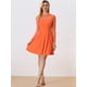 thumbnail image 3 of Vestido corto de fiesta Allegra K de una línea transparente de malla con lunares de corazón Naranja S, 3 of 6