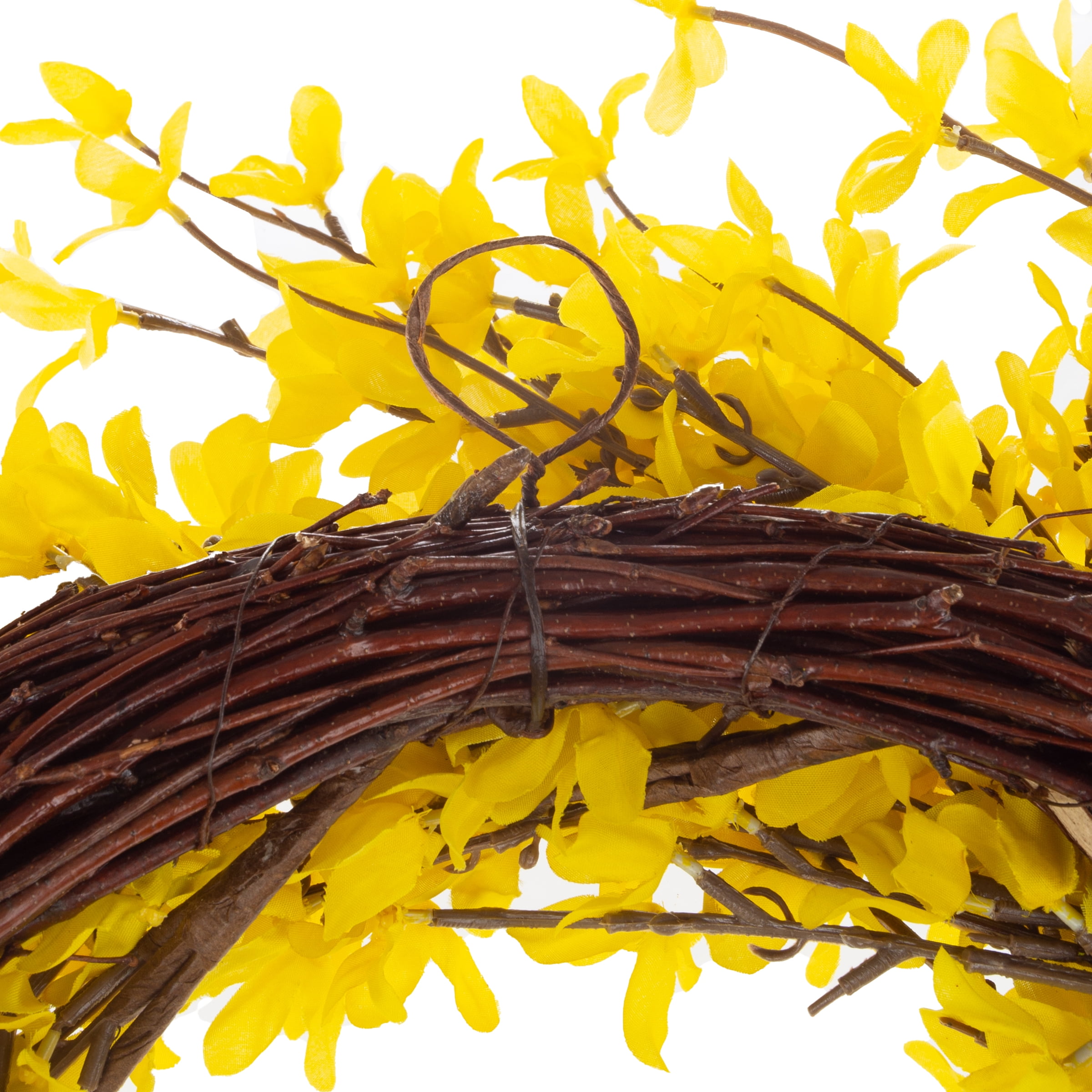 Pure Garden 24-Inch Artificial Yellow Forsythia Wreath for Home Decor