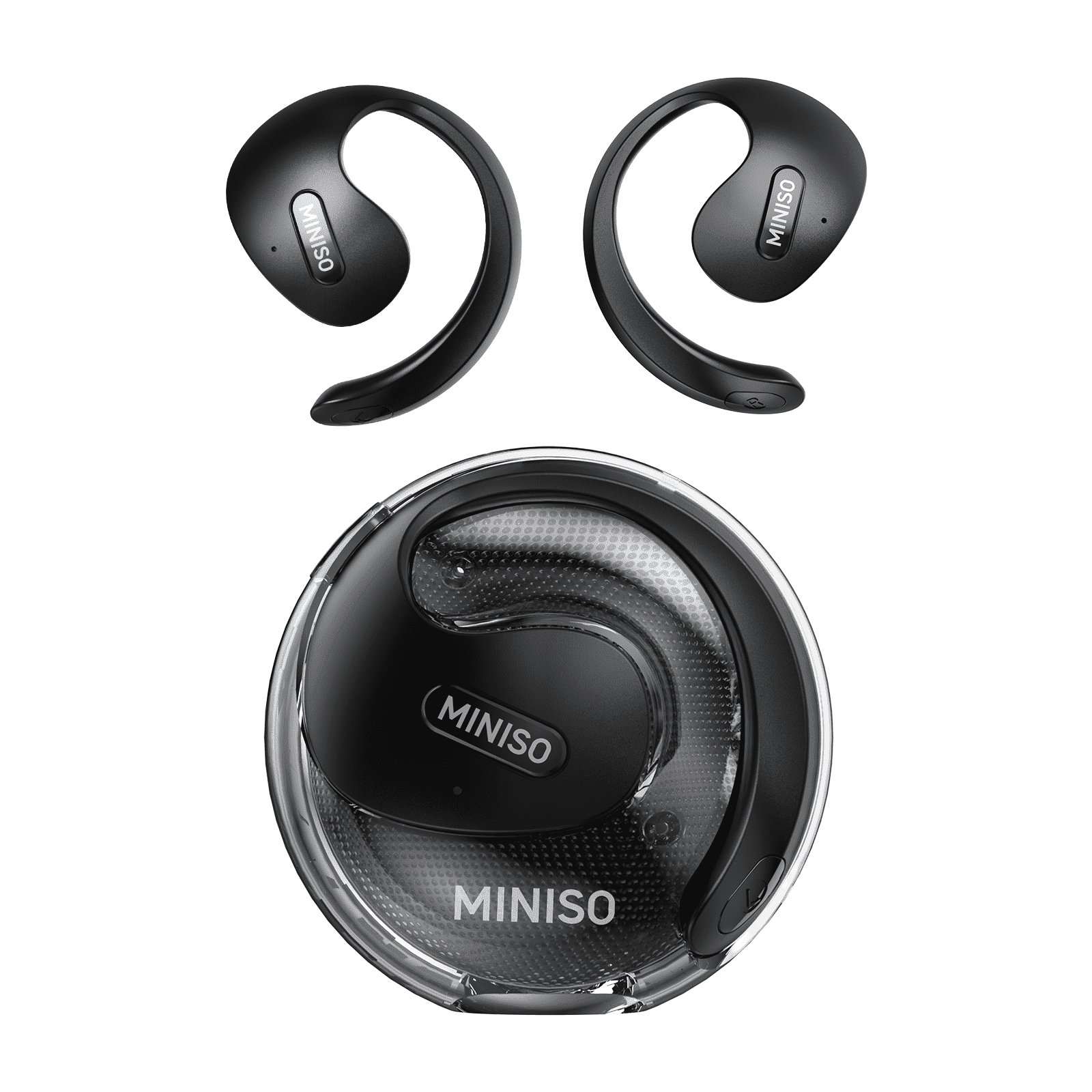 MINISO X15 Bluetooth 5.4 Wireless Open-Ear Headphones - AI Translator, Noise-Cancelling Earbuds, 130+ Languages, 40H Playtime, IPX5 Waterproof, Black