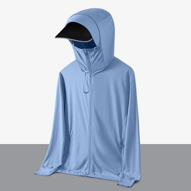 pstuiky camisetas de manga larga para hombre, Chaqueta protectora de verano con capucha y protector solar de manga larga para hombre, ideal para deportes al aire libre y secado rápido. salir tops l