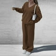 thumbnail image 2 of Wutalume Women's Fashionable Long Sleeve Casual 2-Piece Set, Loose Sweatshirt and Wide Leg Joggers, Sporty Loungewear Outfit,Brown L, 2 of 7