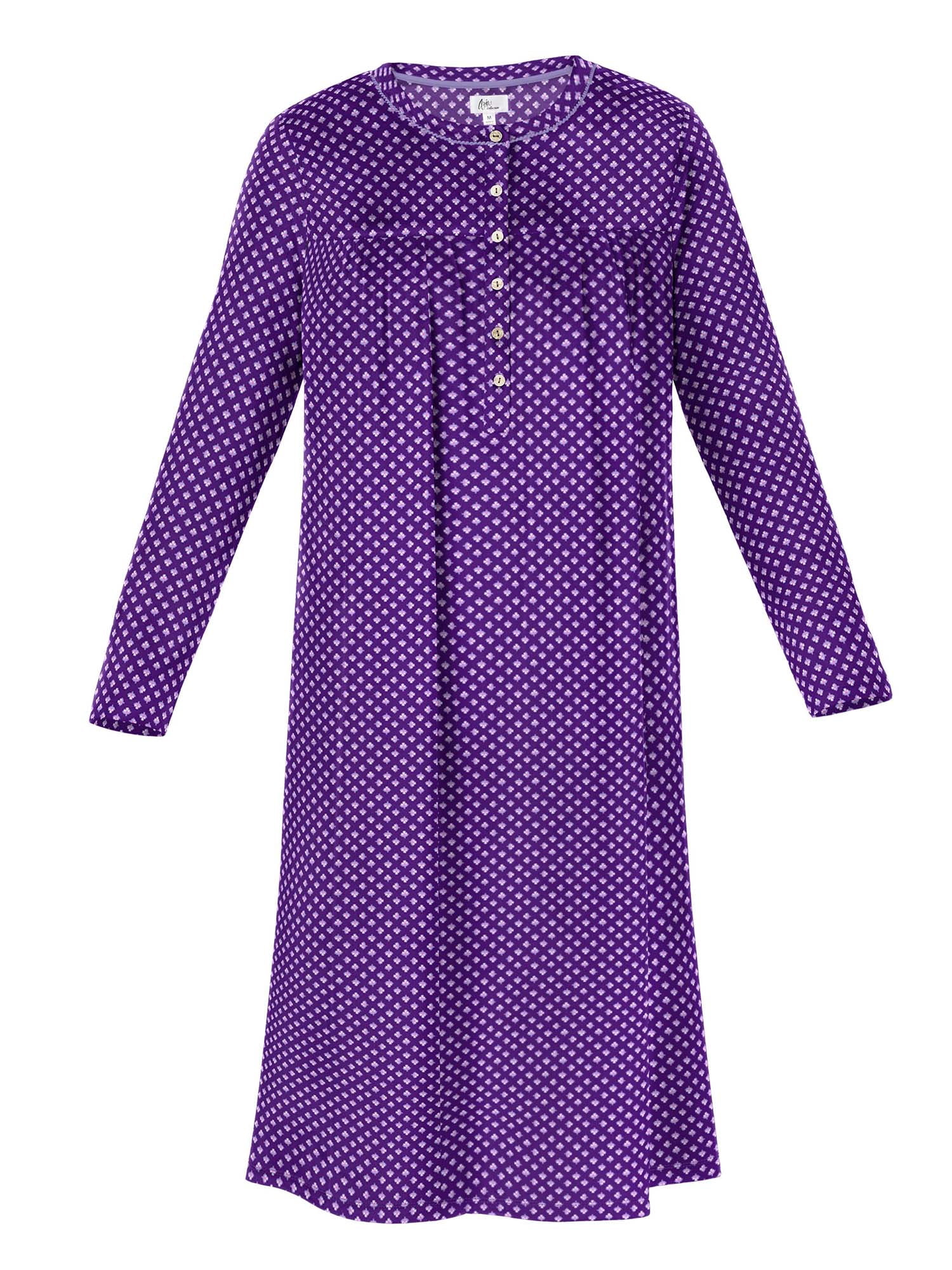 Aria Women’s Long Sleeve Stretch Velour 44" Sleepwear Nightgown, Sizes XS-5X