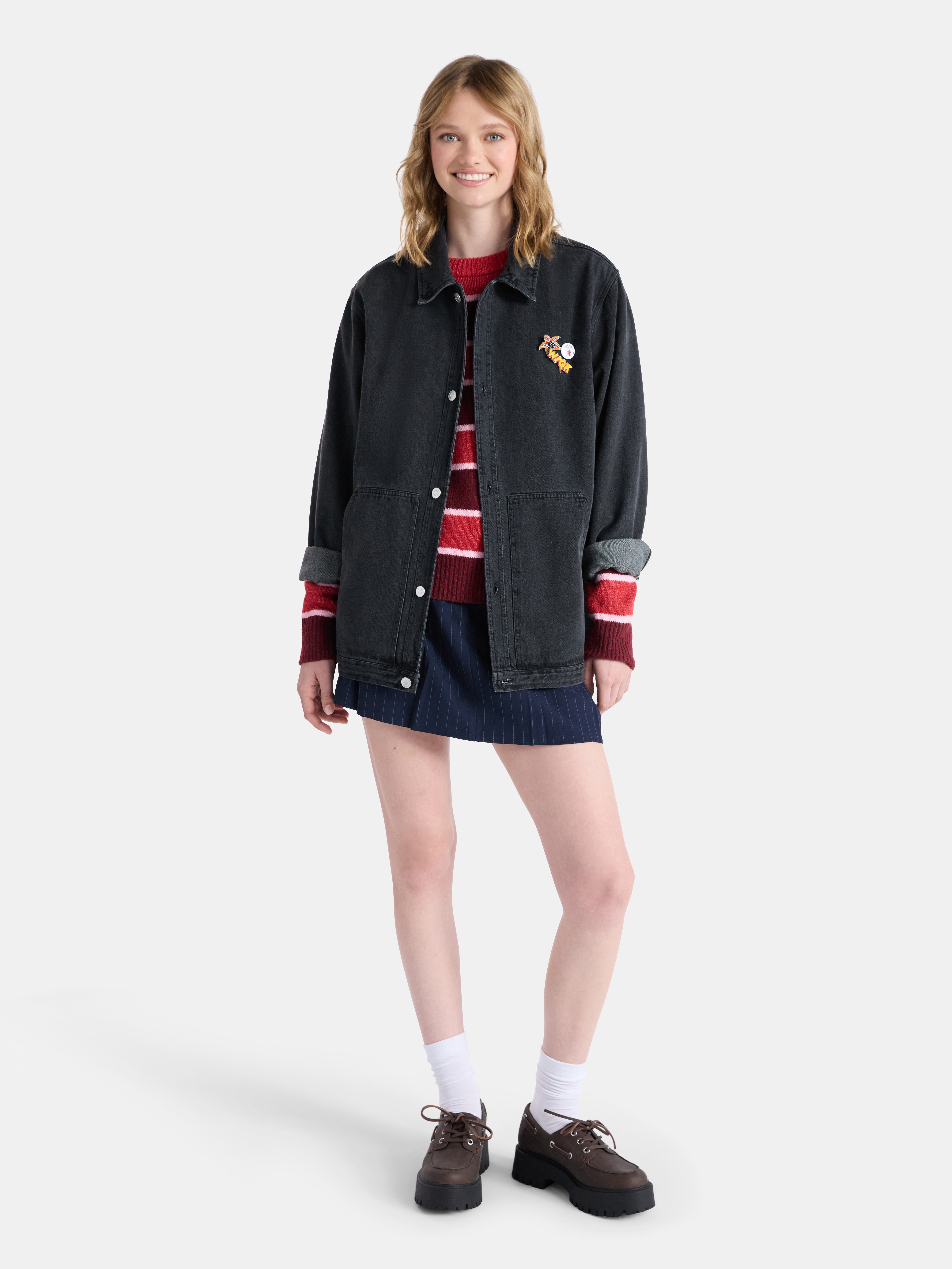 Netflix Stranger Things Washed Cotton Denim Jacket from No Boundaries, Men’s and Big Men’s