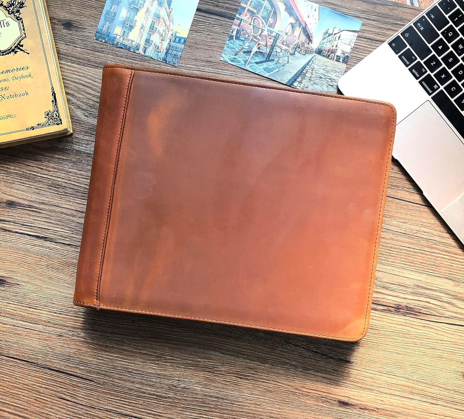 Logo Name Engraved 3 Ring Check Binder, Genuine Leather Check Book Portfolio for 3 Ring Binder, or 9 Ring Binder, Pilot Log Book Binder, Leather Journal for 11 1/4"x9"