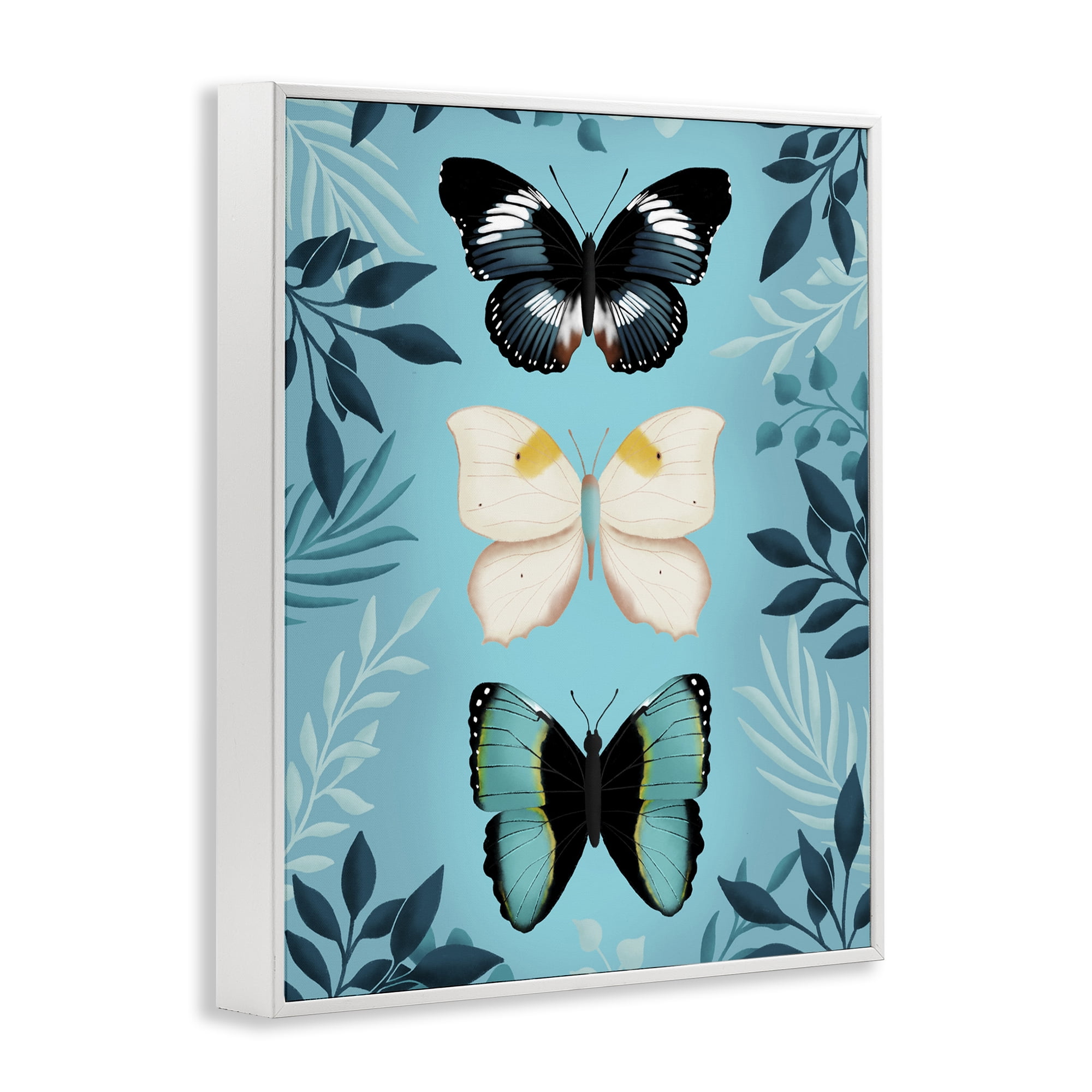 Stupell Industries Three Exotic Blue Butterflies White Framed Giclee Art, design by Metka Hiti
