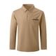 thumbnail image 3 of Blusa y camisa de manga larga con cuello vuelto para hombre, camisa deportiva de color liso con solapa y botones, blusa de manga larga con solapa para hombre, 3 of 5