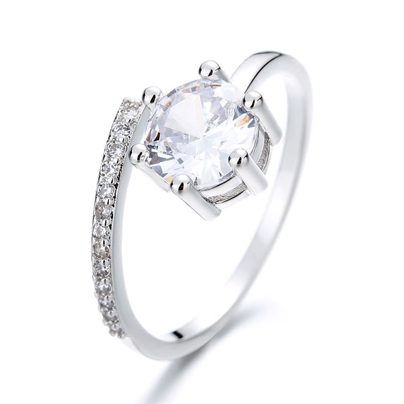 Amy and Annette Sterling Silver Overlap Adjustable Ring with crystals from Swarovski