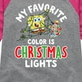 thumbnail image 3 of SpongeBob SquarePants - My Favorite Color Is Christmas Lights - Toddler And Youth Girls Raglan Graphic T-Shirt, 3 of 6