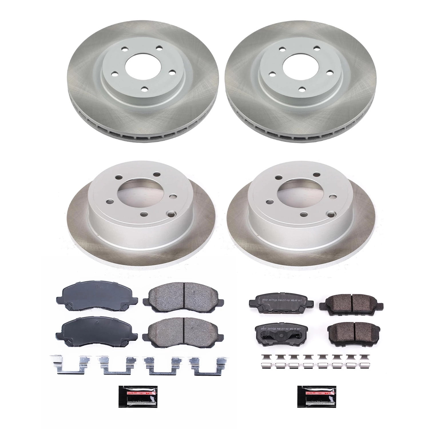 PowerStop Front and Rear Semi-Coated Rotor and Low-Dust Ceramic Brake Pad Kit SC2840