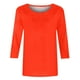 thumbnail image 4 of Blusas Umfun para mujer, cuello redondo liso, manga 3/4, blusa informal versátil, color rojo, talla L, 4 of 5