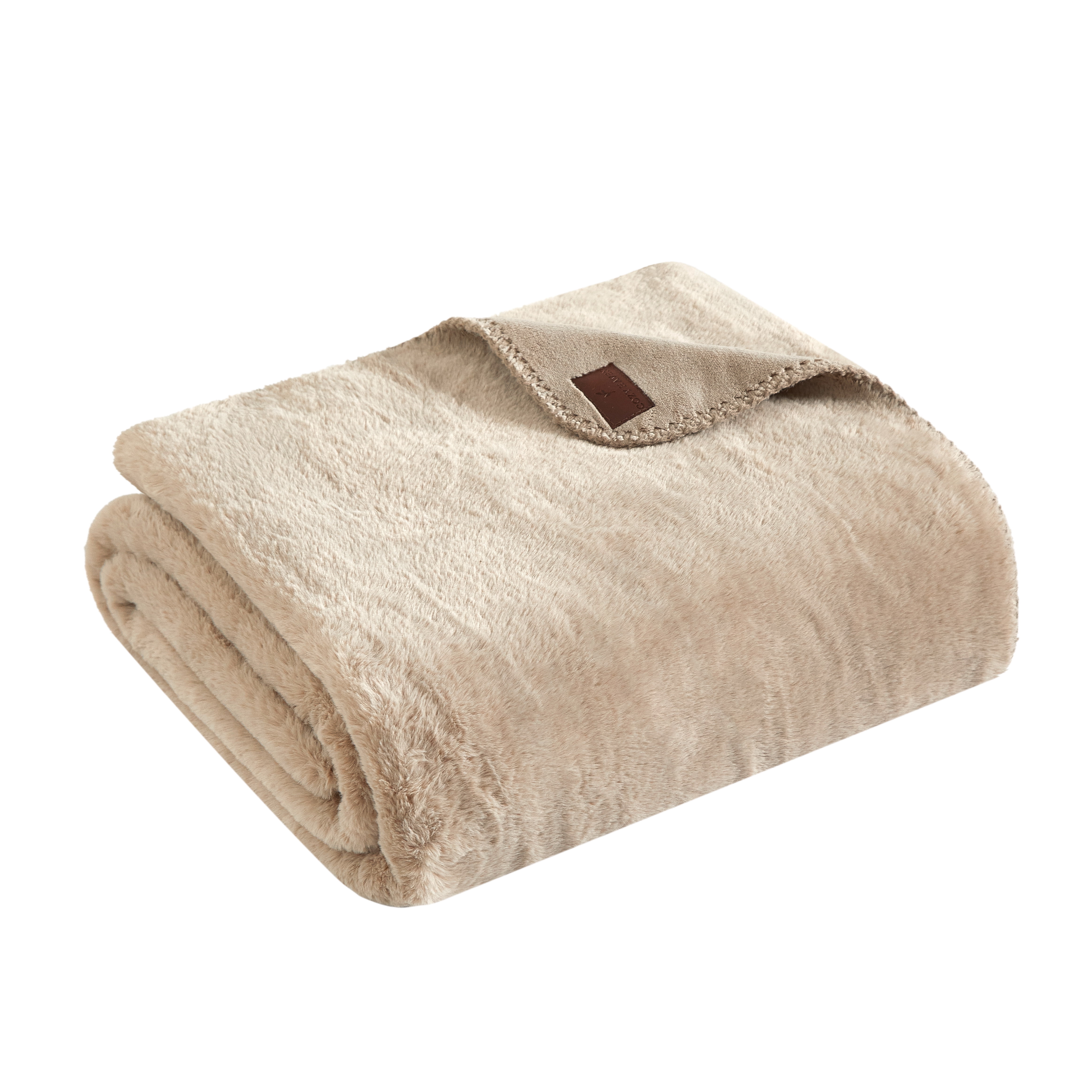 Cozy Haven Luxury Reversible Faux Fur to Plush Oversized Couch Throw Blanket, Beige, 50 x 72 in