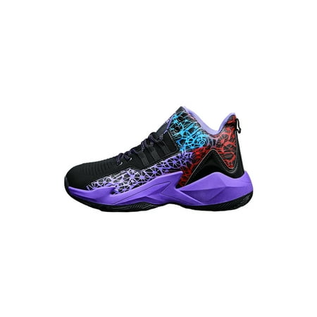 

Daeful Kids Non-Slip Durable Mid Top Sneakers School Lightweight Lace-up Basketball Shoes Comfortable Athletics