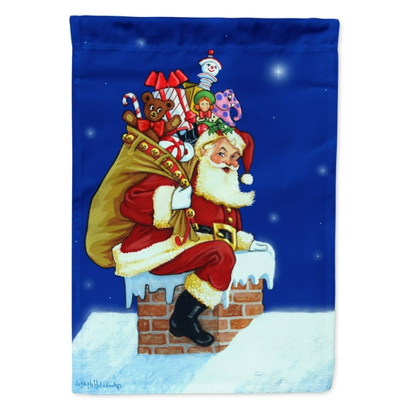 Carolines Treasures PJH3009GF Santa Claus A Visit from Santa Flag Garden Size  Small multicolor