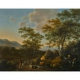 thumbnail image 2 of Willem de Heusch 18x15 Gold Ornate Wood Frame and Double Matted Museum Art Print Titled - Italianate Landscape with Shepherds, 2 of 4