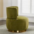 thumbnail image 3 of Tcbosik 360° Swivel Barrel Chair, Velvet Fabric Upholstered Accent Chair, Comfy Living Room Armchair, Single Sofa Chair, Easy Assembly, Olive, 3 of 11