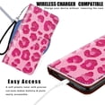 thumbnail image 5 of ClearSha iPhone 14 Pro Wallet Case for Women, Oil Painting Pink Leopard Cheetah Pattern Magnetic Closure PU Leather Flip Cover with Card Holder and Kickstand Protective Phone Case, 5 of 5