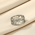 thumbnail image 3 of Flower of Life Ring Vintage Hollow Stainless Steel Couple's Commitment Ring, 3 of 5