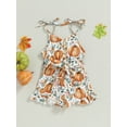 thumbnail image 2 of Wassery Baby Girls Halloween Romper Infant Summer Jumpsuits Sleeveless Pumpkin Print Bodysuits Button Down Shorts Playsuit 12M-5T, 2 of 8