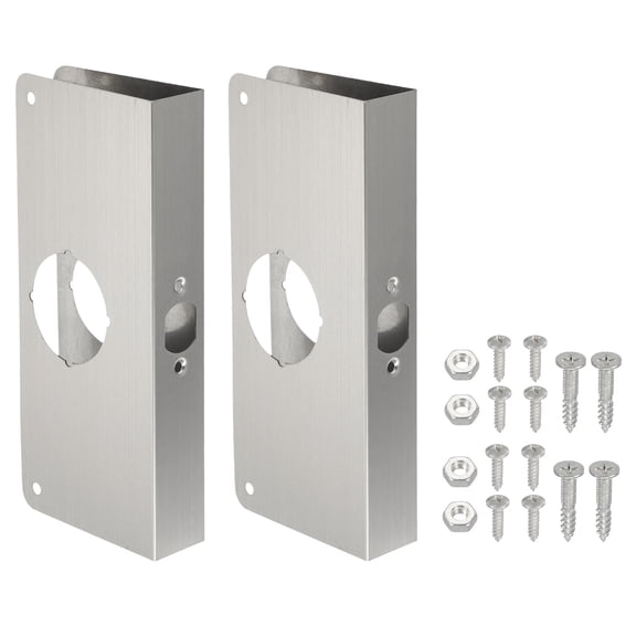 Uxcell Door Reinforcement Plate 2 Set Repair Kit for 1-3/8 Thick Door 9" and Security Silver