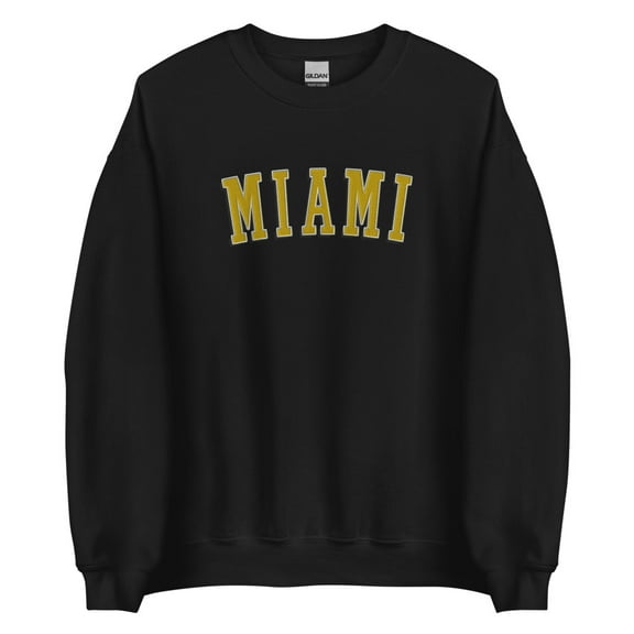 Miami Yellow Embroidered Sweatshirt (Black, S)